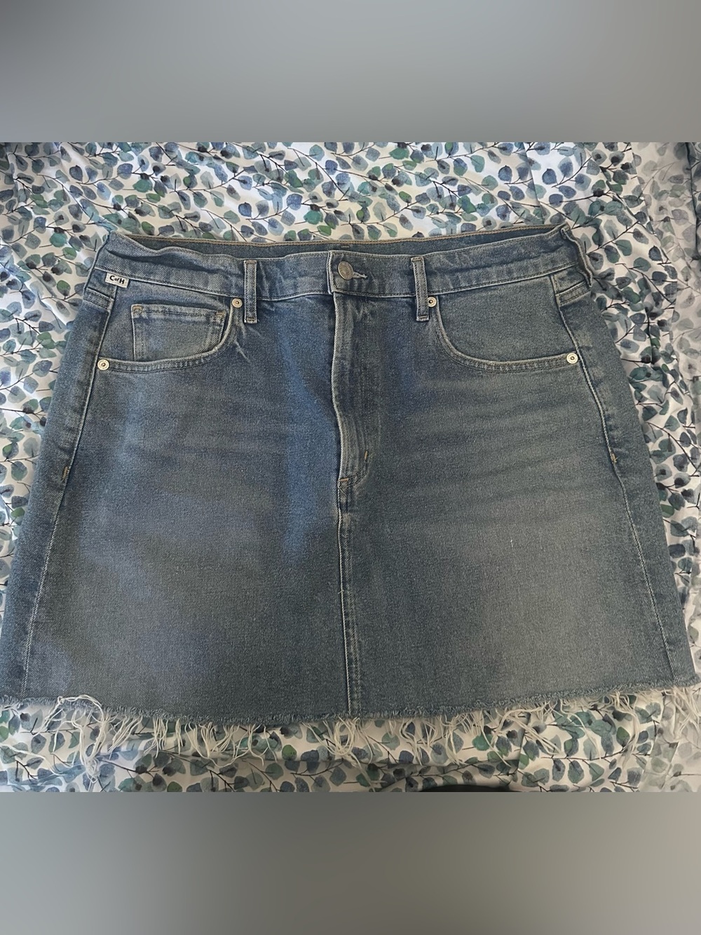 Citizens Of Humanity Denim Mini Skirt in Washed Blue